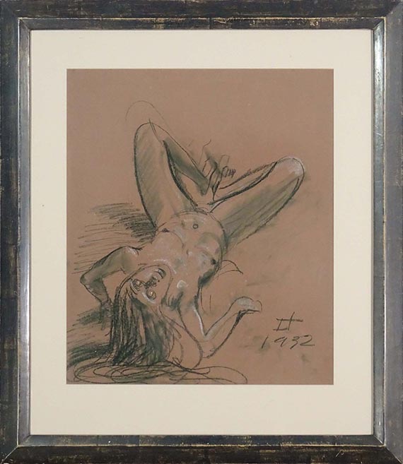 Otto Dix - Akt, auf dem Rücken liegend mit dem Kopf nach unten - Image du cadre