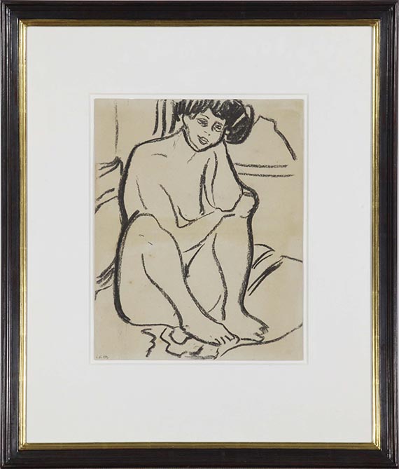 Ernst Ludwig Kirchner - Dodo nackt am Boden sitzend - Image du cadre