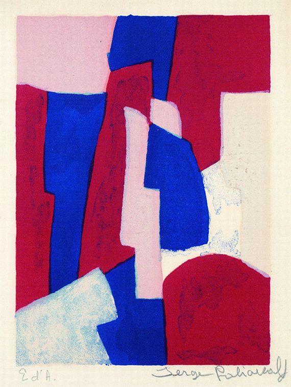 Serge Poliakoff - Komposition in Blau, Rot und Rosa