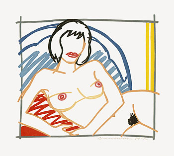 Tom Wesselmann - Monica Nude with yellow Curtain