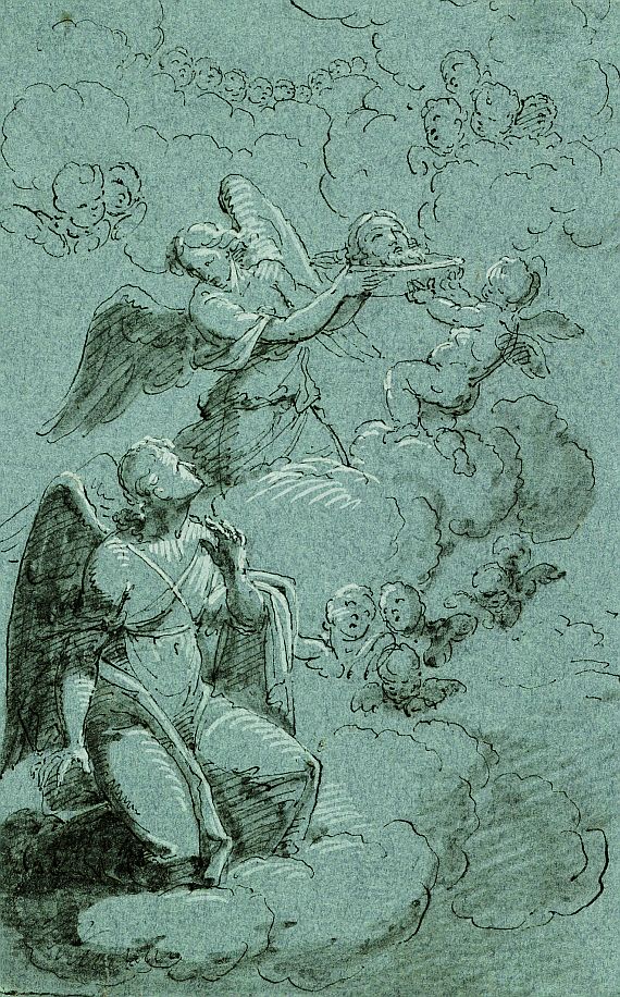Französisch - Das Haupt Johannes des Täufers wird von Engeln gen Himmel getragen