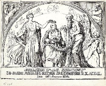 Adolph von Menzel - Karte zum Jubiläum Schadows als Direktor der Akademie, 26. Januar 1838