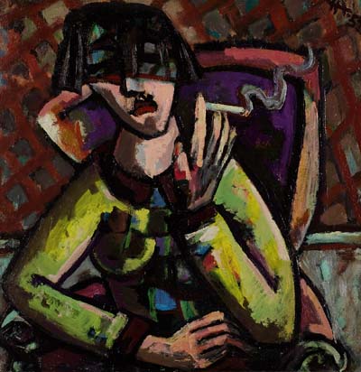 Herbert Helmert - Porträt einer Frau mit Zigarette