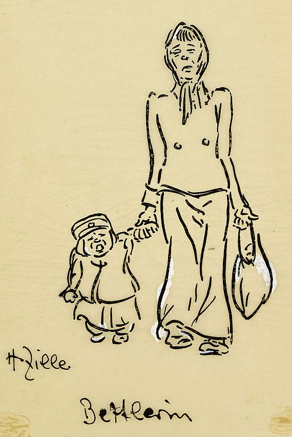 Heinrich Zille - Bettlerin mit Kind