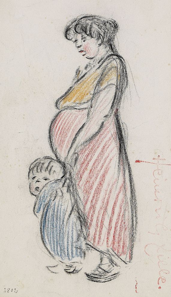 Heinrich Zille - Schwangere mit kleinem Kind