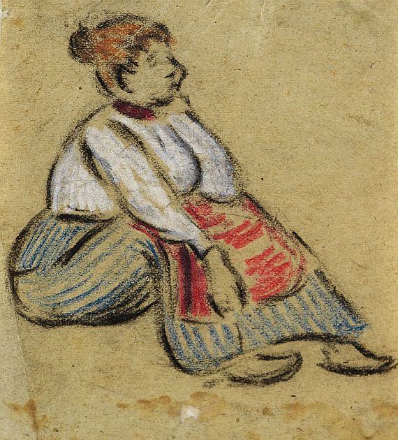Heinrich Zille - Sitzende junge Frau