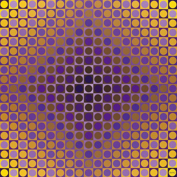 Victor Vasarely - Alom Violet/Yellow