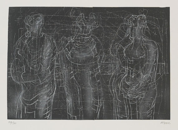 Henry Moore - Three cloaked figures II