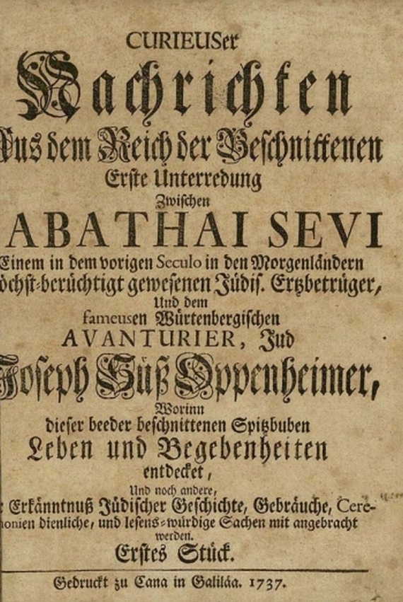 Judaica - Curieuser Nachrichten. 1737