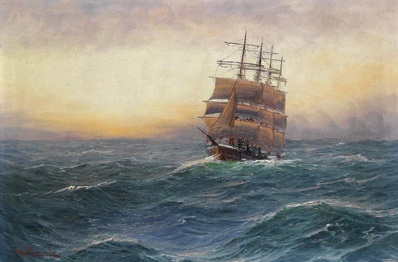 Alfred Serenius Jensen - Vollschiff auf See