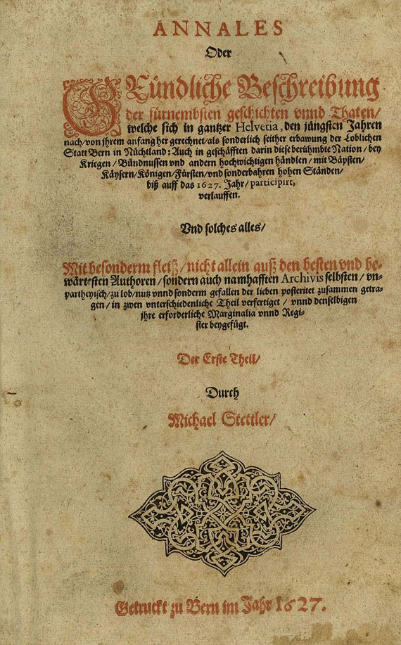 Michael Settler - Annales oder Gründliche Beschreibung, 2 Bde. 1627.