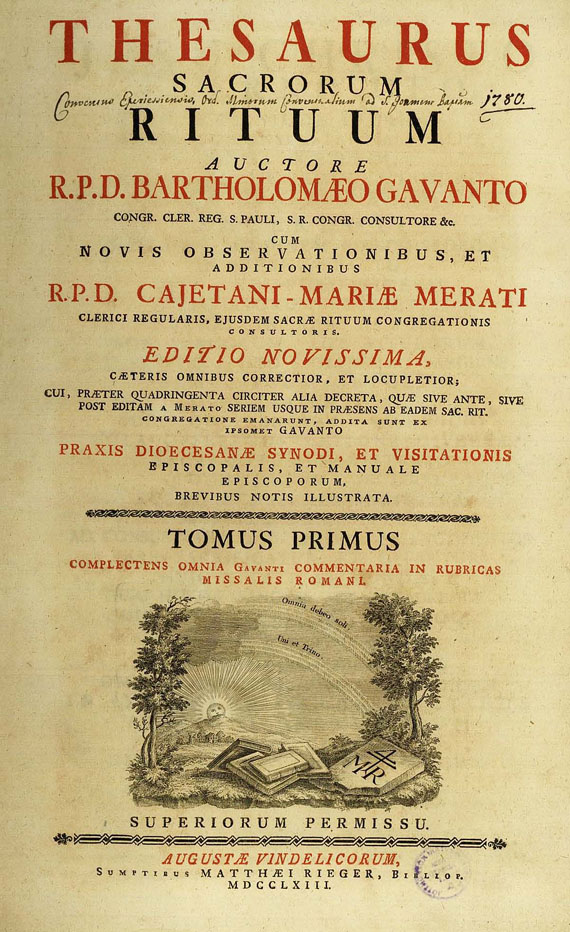 Bartholomaeo Gavanti - Thesaurus Sacrorum, 2 Bde. 1763.