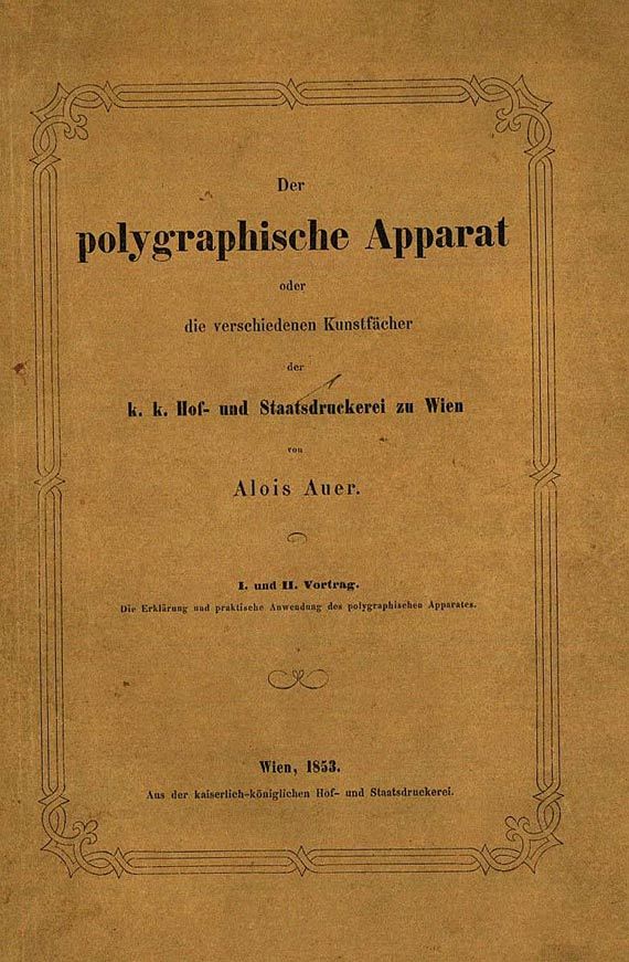 Auer, A. - Der polygraphische Apparat. 1853.