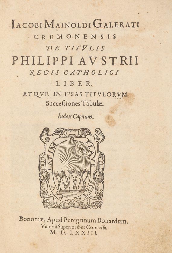  Mainoldus Galeratus - De titulis Philippi Austrii. 1573 - Autre image
