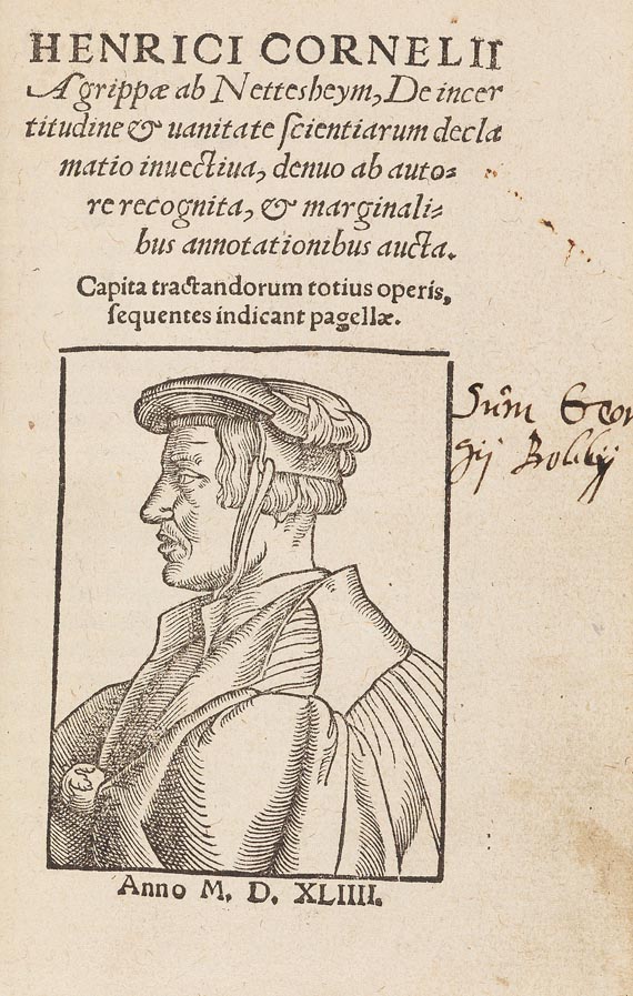 Heinrich Cornelius Agrippa von Nettesheim - De incertudine scientiarum. 1544 - Autre image