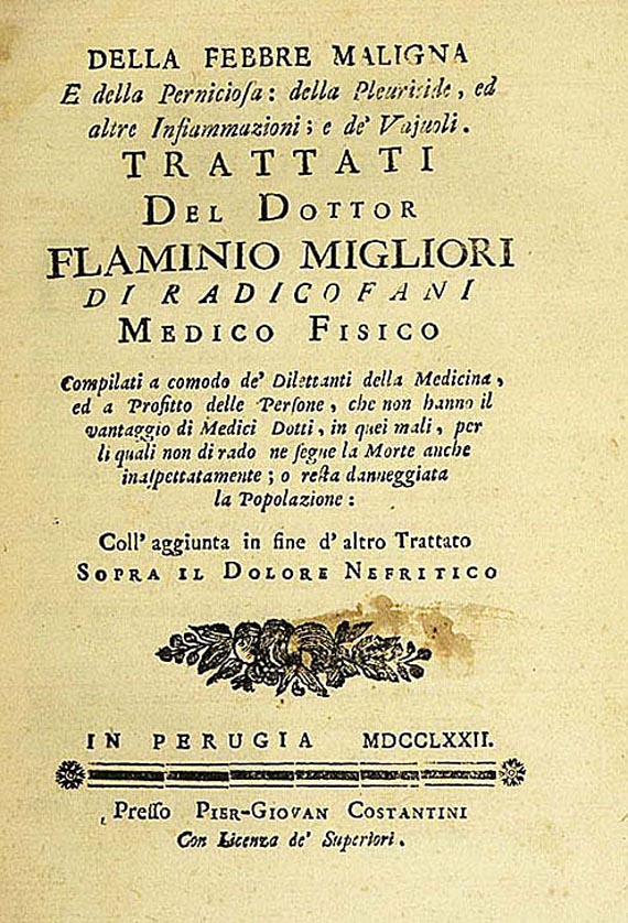Flaminio Migliori - Della febbre maligna. 1772.