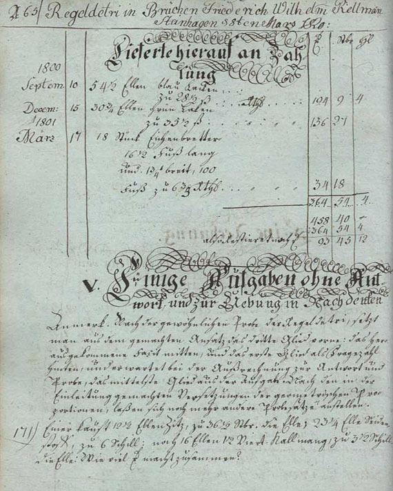 Manuskript Rechenbuch - Handschriftliches Rechenbuch. 1819.