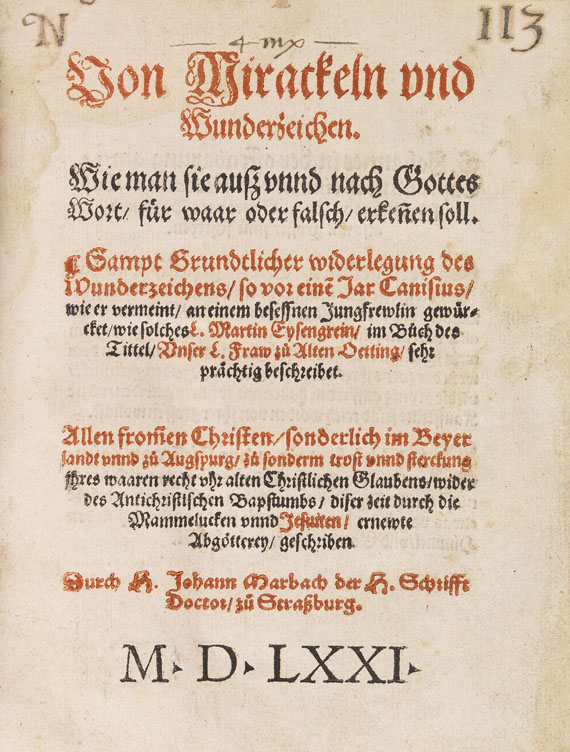 Johann Marbach - Mirackeln und Wunderzeichen (1571)