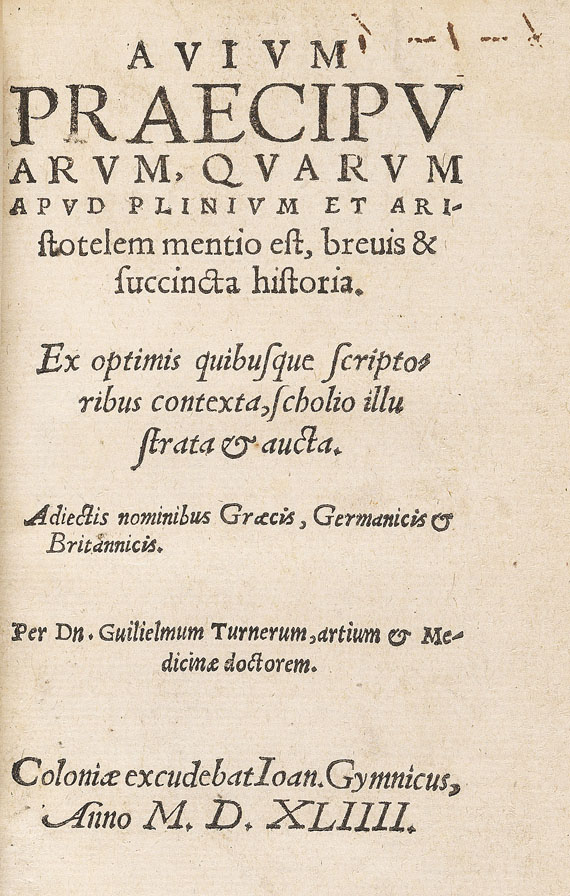 William Turner - Avium praecipuarum. 1544.