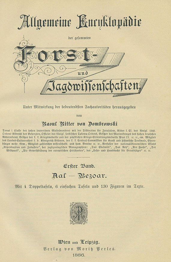 Jagd - Dombrowski, Forst- und Jagdwissenschaften, 8 Bde. 1886ff.