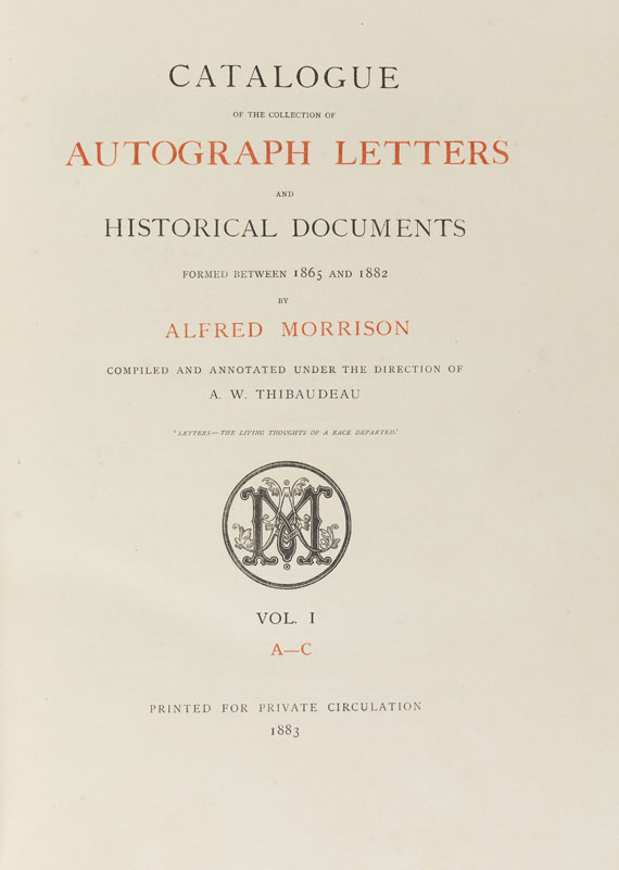 Alfred Morisson - Collection of Autograph Letters. 6 Bde., 1883ff. - Autre image