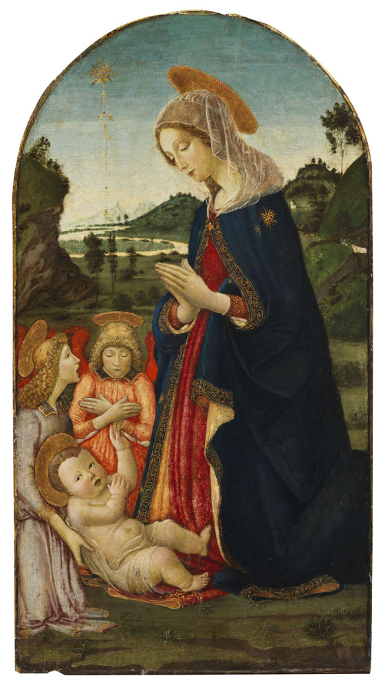 Francesco Botticini - Zugeschrieben - Anbetung Mariens mit zwei Engeln - Autre image