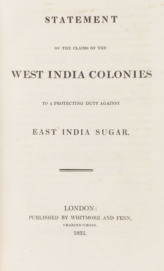   - Konvolut Zuckerhandel i. West-Indien. 6 Tle.1823-78