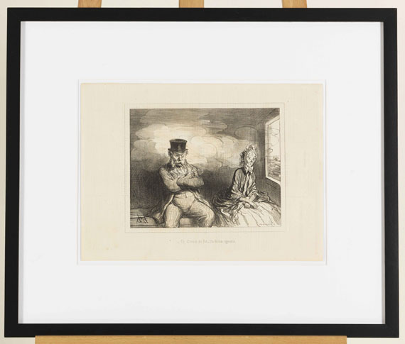 Honoré Daumier - En Chemin de Fer ... Un Voisin agréable - Image du cadre