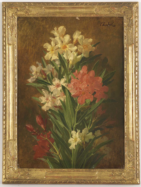 Pierre Adrien Chabal-Dussurgey - Rot und weiß blühender Oleander - Image du cadre