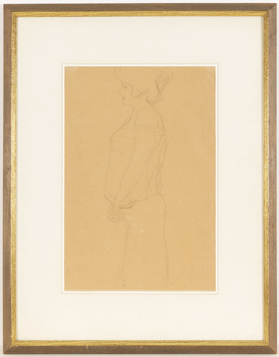 Gustav Klimt - Schwangere im Profil nach links, Studie zu "Hoffnung I" - Image du cadre