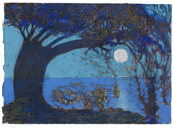 Ernst Fuchs - Mond über dem See