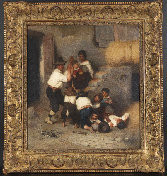 Otto Brandt - Italienische Bauernfamilie beim Einlagern des Heus - Image du cadre