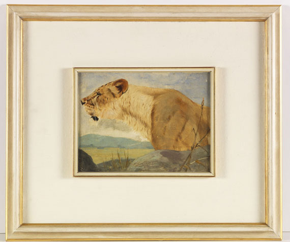 Wilhelm Kuhnert - Kopf einer Löwin - Image du cadre