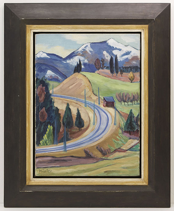 Gabriele Münter - Straßendurchstich (Die Kurve bei Berggeist) - Image du cadre