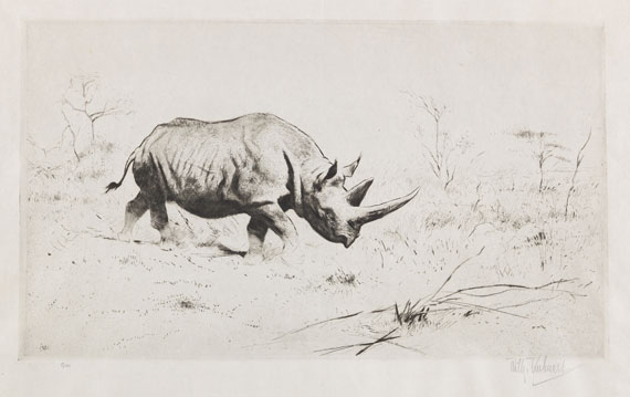Wilhelm Kuhnert - 3 Bll.: Ruhende Löwen. Afrikanisches Nashorn. Elch - Autre image