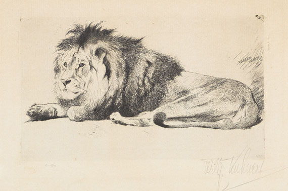 Wilhelm Kuhnert - 4 Bll: Indischer Elefant. Tiger. Löwen. Löwe sitzend - Autre image
