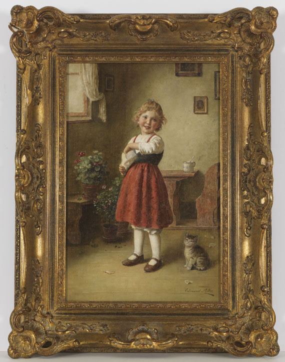 Edmund Adler - Mädchen mit kleiner Katze - Image du cadre