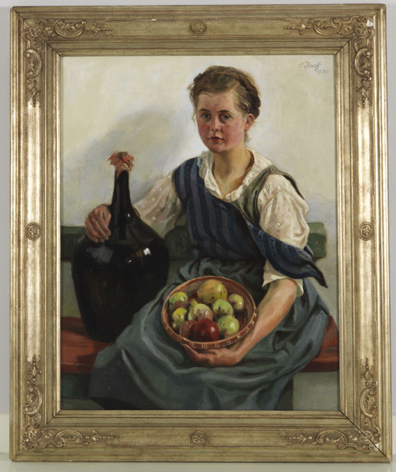 Otto Keck - Mädchen mit Obstkorb und Weinflasche - Image du cadre