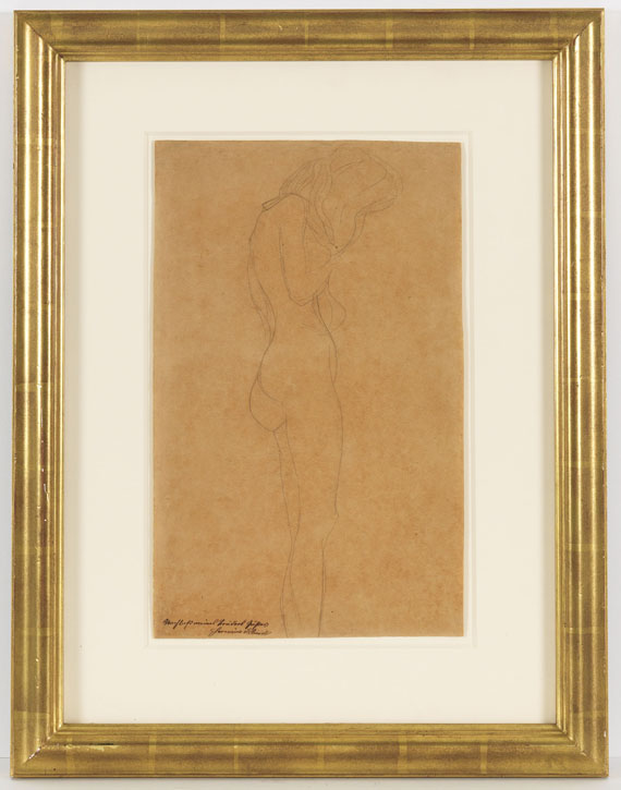 Gustav Klimt - Weiblicher Akt mit langen Haaren (Studie für "Jurisprudenz") - Image du cadre
