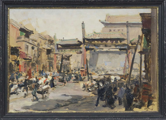 Erich Kips - Peking - Belebte Straße vor dem Stadttor Qianmen (Zhengyangmen) - Image du cadre