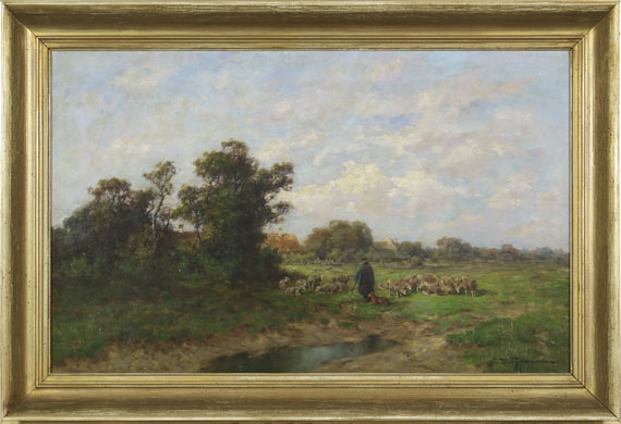 Désiré Thomassin - Schäfer mit seiner Herde am Dorfrand - Image du cadre
