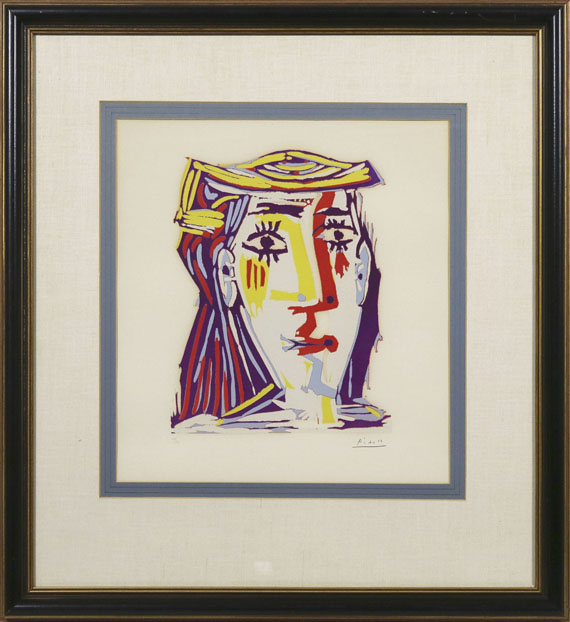 Pablo Picasso - Portrait de Jacqueline au chapeau de paille multicolore - Image du cadre
