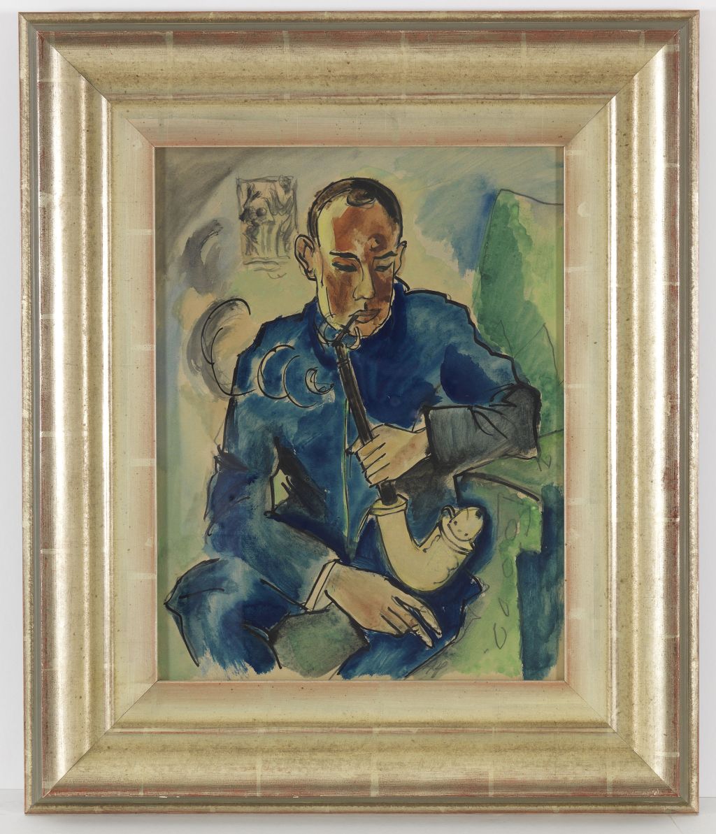 Hermann Max Pechstein - Der Raucher - Porträt Alfred Hess, Erfurt - Image du cadre