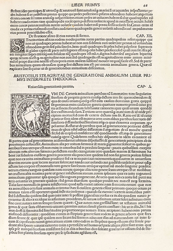  Aristoteles - De natura animalium. 1498. - Vorgebunden: Parva naturalia. - Autre image