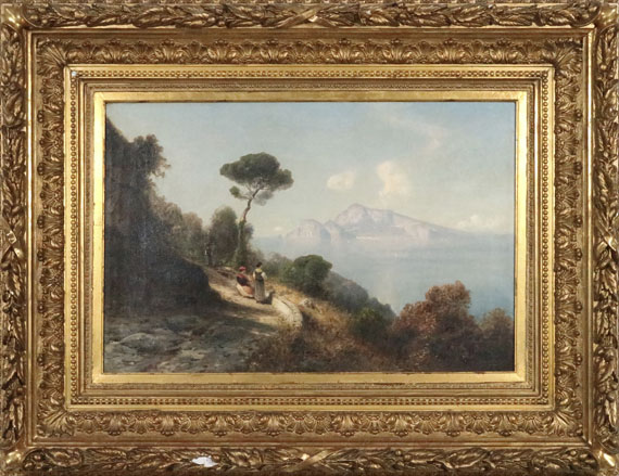 Ascan Lutteroth - Italienische Küstenlandschaft, im Hintergrund die Berge von Capri - Image du cadre