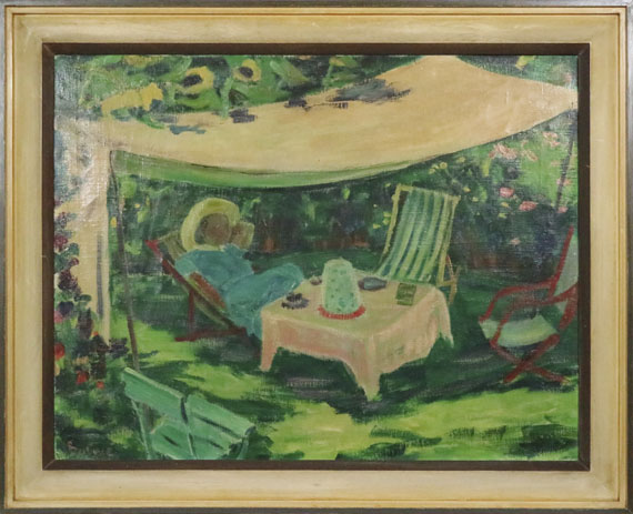 Arnold Balwé - Im Gartenzelt - Image du cadre