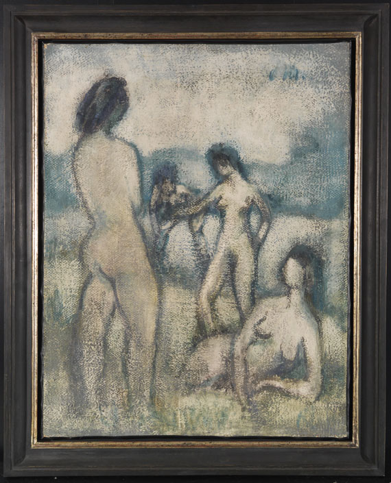 Otto Mueller - Vier Badende (Stehende und liegende weibliche Akte, Badende, Vier lebensgroße Akte auf der Wiese) - Image du cadre