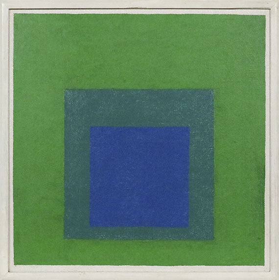 Josef Albers - Squares: Blue and Cobalt Green in Cadmium Green - Image du cadre