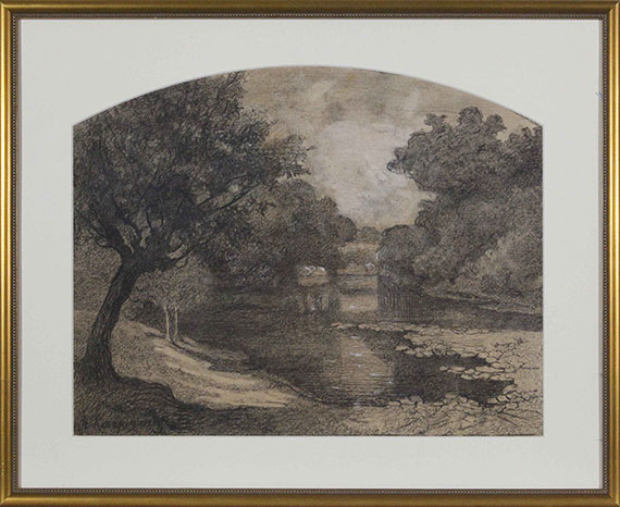 Henri Joseph Harpignies - Bäume am Seeufer - Image du cadre