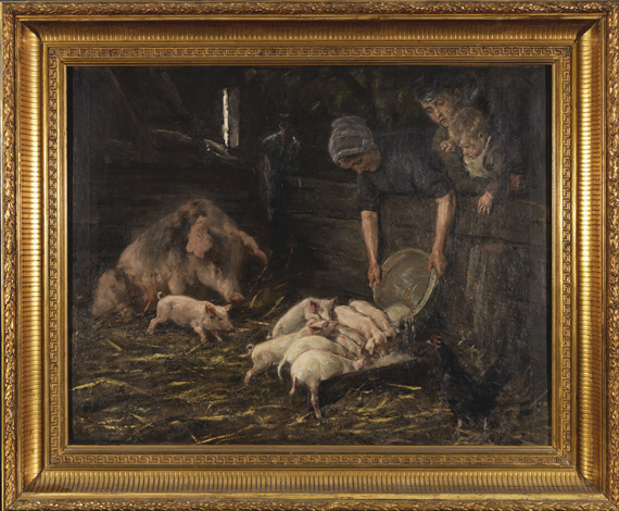 Max Liebermann - Die Wochenstube - Schweinekoben - Image du cadre